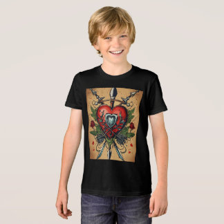 Camiseta Triblenda Camiseta con Corazón de Tatuaje Vintage para Niños