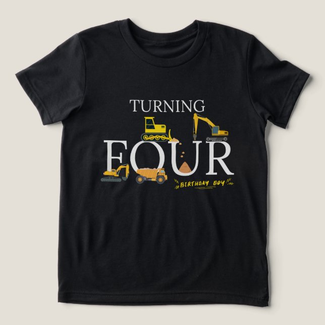 Camiseta Triblenda Camiseta Cumpleaños Niño Dump Camión Excavadora (Diseño delantero )