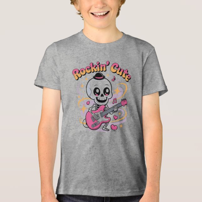 Camiseta Triblenda Camiseta Cute Skeleton para niños (Anverso)