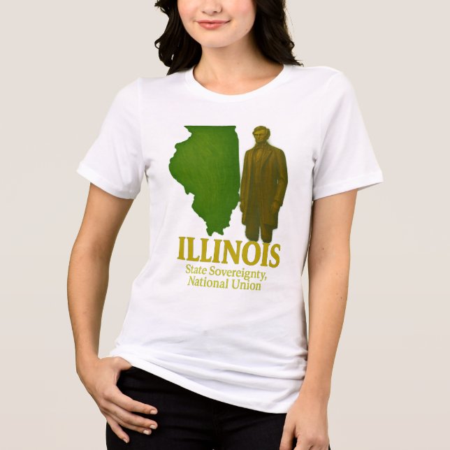 Camiseta Triblenda Camiseta de arte estatal de Illinois... (Anverso)