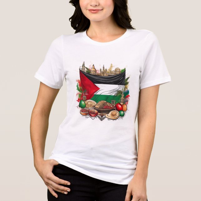 Camiseta Triblenda Camiseta de comida y cultura del patrimonio palest (Anverso)