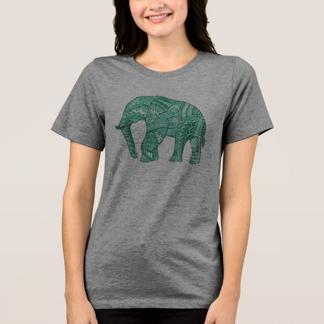 Camiseta Triblenda Camiseta de elefante estampada femenina (Anverso)