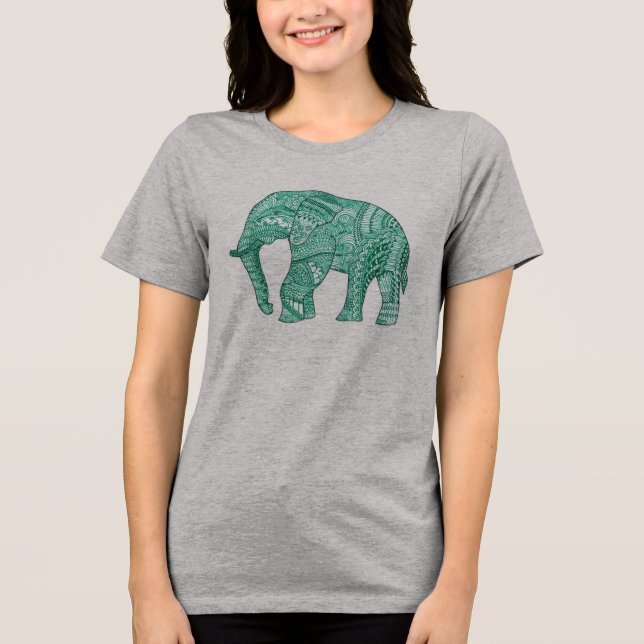 Camiseta Triblenda Camiseta de elefante estampada femenina (Anverso)