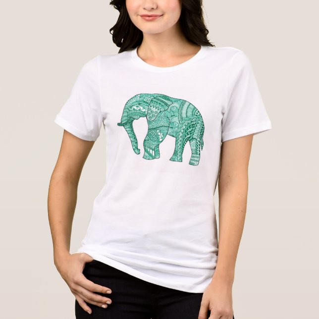 Camiseta Triblenda Camiseta de elefante estampada femenina (Anverso)