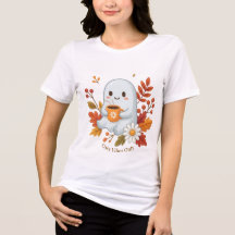 ​Camiseta de Fantasma Adorable Bebiendo Café - Vib