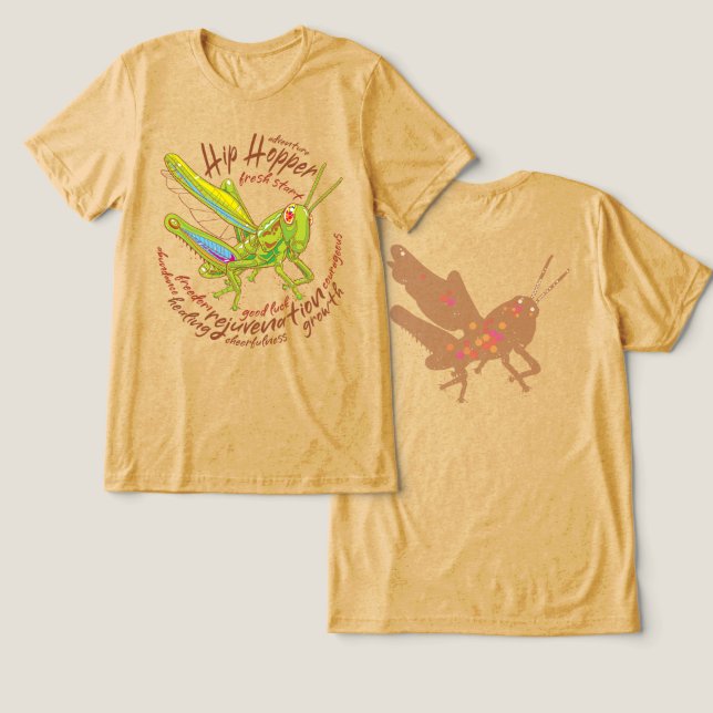 Camiseta Triblenda Camiseta de Grasshopper colorida (Diseño Anverso y Reverso)