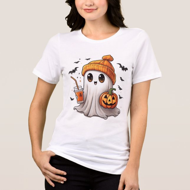 Camiseta Triblenda Camiseta de Halloween con calabaza de fantasma - A (Anverso)