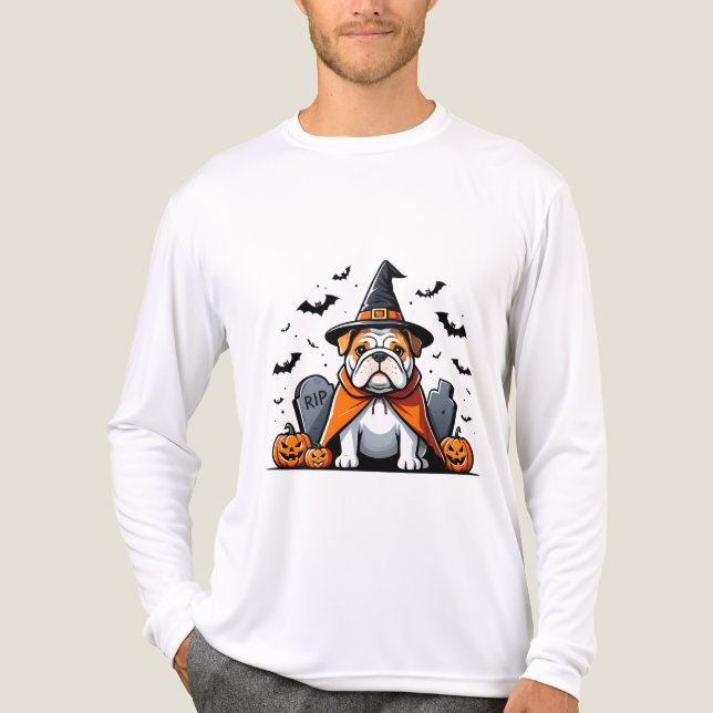 Camiseta Triblenda Camiseta de Halloween de Bulldog lindo - Gorra de  (Anverso )