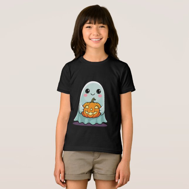 Camiseta Triblenda Camiseta De Halloween Ghost Kids Adorable ( Anverso Completo)