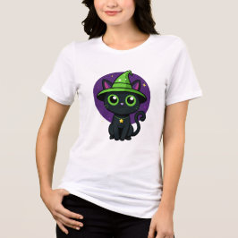 Camiseta Triblenda Camiseta de Halloween para gato de bruja - Negro a
