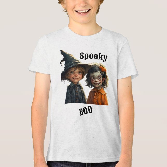 Camiseta Triblenda Camiseta de Halloween para niños - Diversión espel (Anverso)