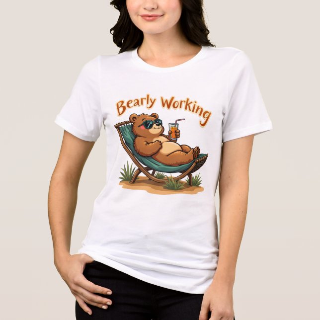 Camiseta Triblenda Camiseta de jugo de playa de oso divertido - Gr tr (Anverso)