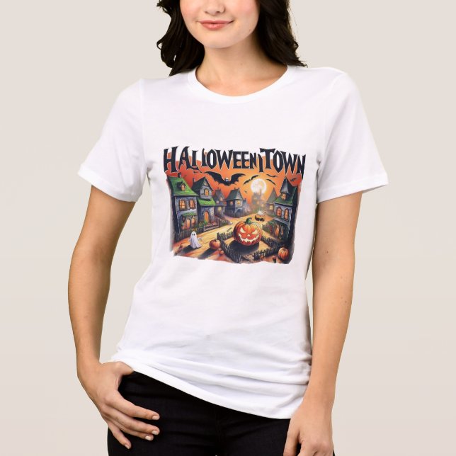Camiseta Triblenda Camiseta de la aldea de Halloween - Encantador cen (Anverso)
