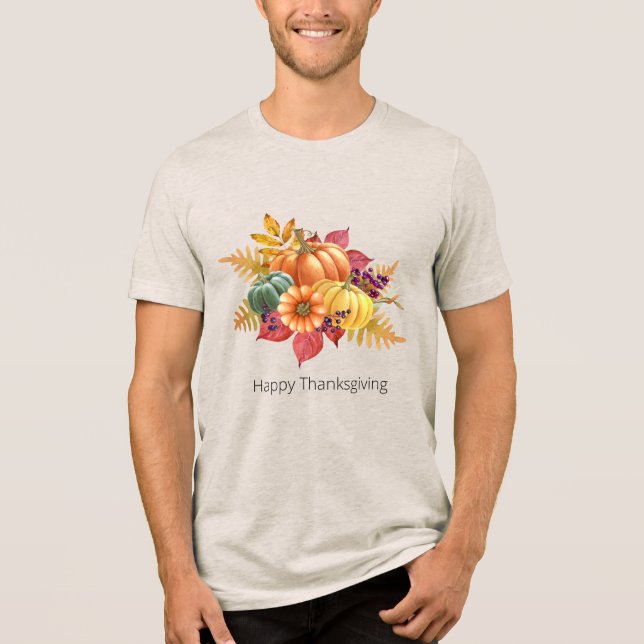 Camiseta Triblenda Camiseta de los hombres del Día de Acción de Graci (Anverso)