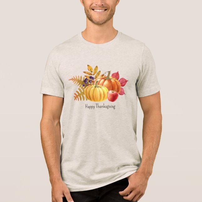 Camiseta Triblenda Camiseta de los hombres del Día de Acción de Graci (Anverso)