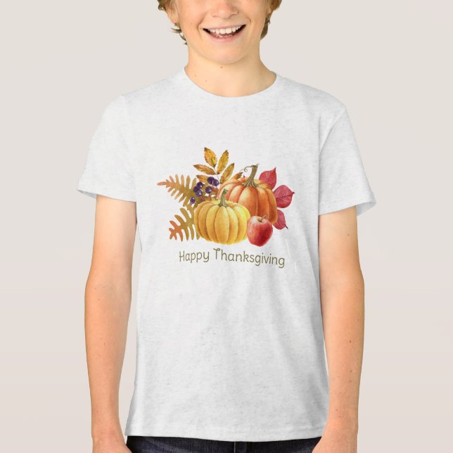 Camiseta Triblenda Camiseta de los niños del Día de Acción de Gracias (Anverso)