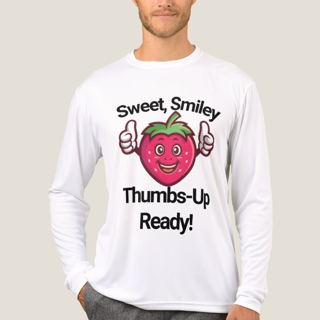 Camiseta Triblenda Camiseta de manga larga de fresa sonriente Thumbs- (Anverso )
