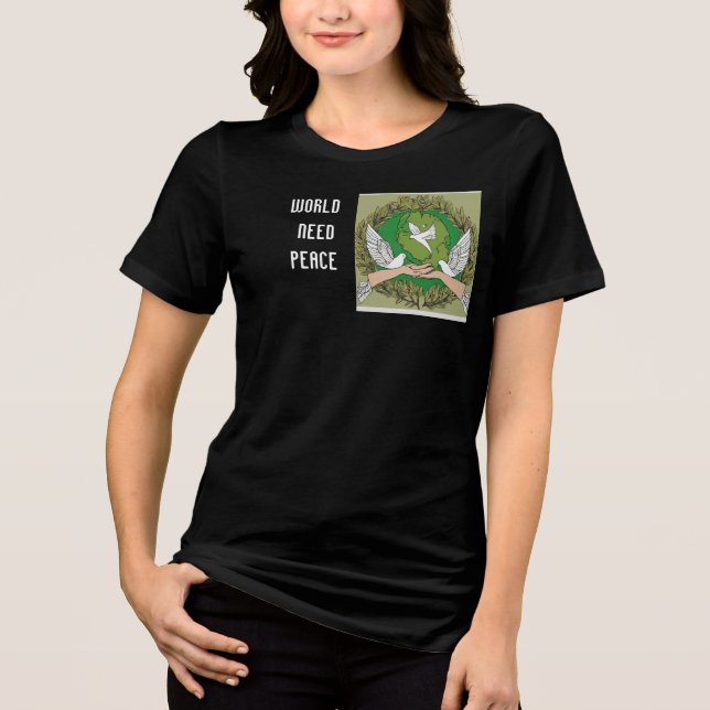 CAMISETA TRIBLENDA CAMISETA DE MUJERES CON DISEÑO DE PAZ (Anverso)