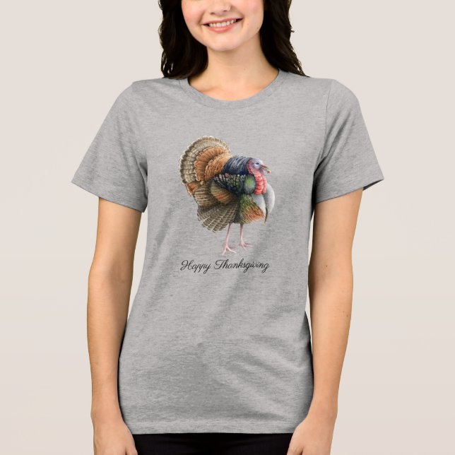 Camiseta Triblenda Camiseta de mujeres turcas de Acción de Gracias (Anverso)
