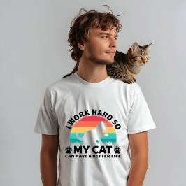 Camiseta Triblenda Camiseta de papá, trabajo duro para mi gato, amant