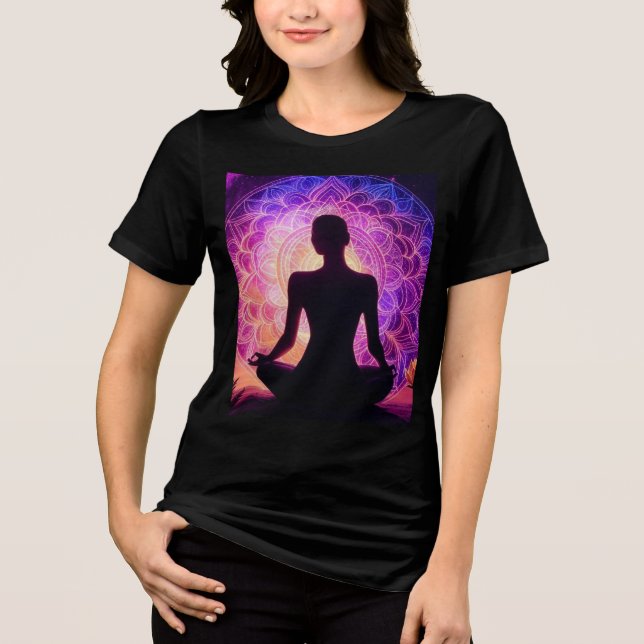 Camiseta Triblenda Camiseta de silueta meditadora - Mandala espiritua (Anverso)