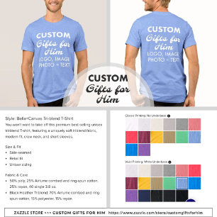 Camiseta Triblenda Camiseta de tres mezclas azules para hombres perso
