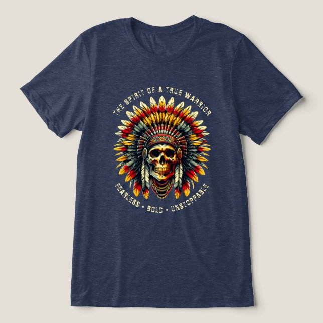 Camiseta Triblenda Camiseta del Cráneo Nativo Estadounidense (Diseño delantero )