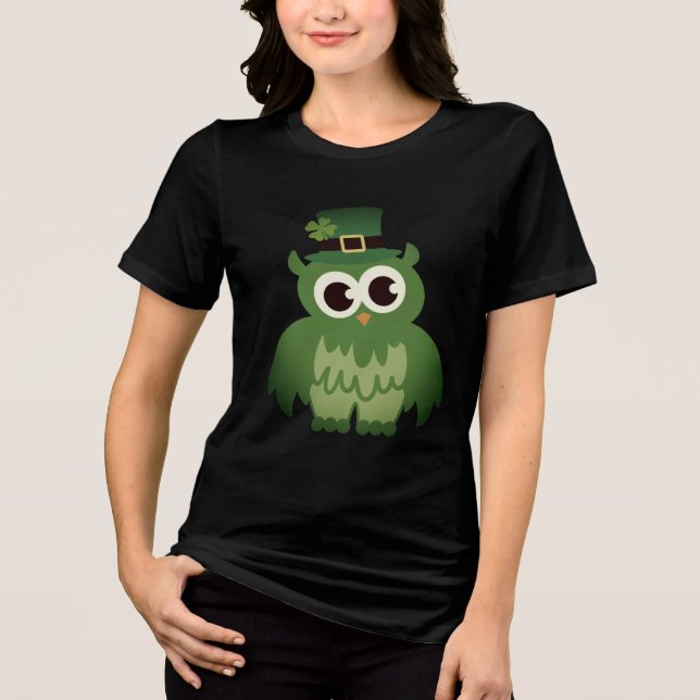 Camiseta Triblenda Camiseta del Día de San Patricio con lechuza verde (Anverso)
