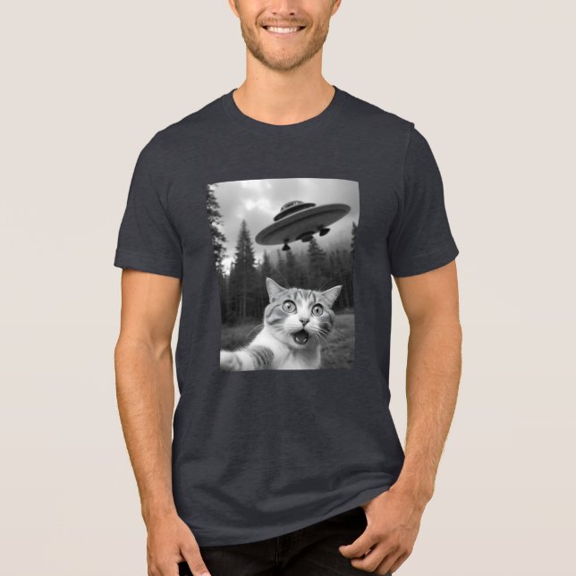 Camiseta Triblenda Camiseta divertida de secuestro de Alien para gato (Anverso)