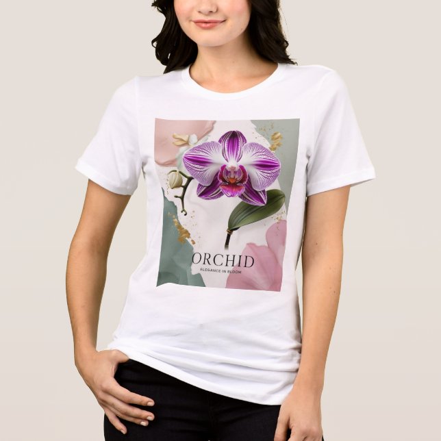 Camiseta Triblenda Camiseta elegante para mujeres orquídeas (Anverso)