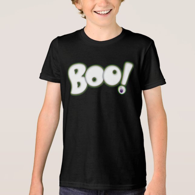 Camiseta Triblenda Camiseta fantasma 'Boo' de Halloween con ojo de sa (Anverso)