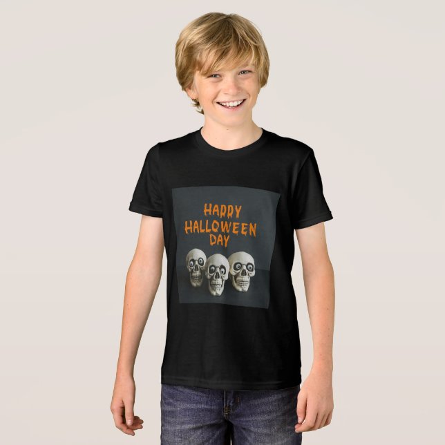 Camiseta Triblenda "Camiseta feliz de Halloween para niños" (Anverso Completo)
