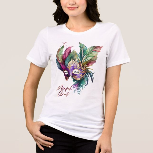 Camiseta Triblenda Camiseta feliz de Mardi Gras para las mujeres (Anverso)