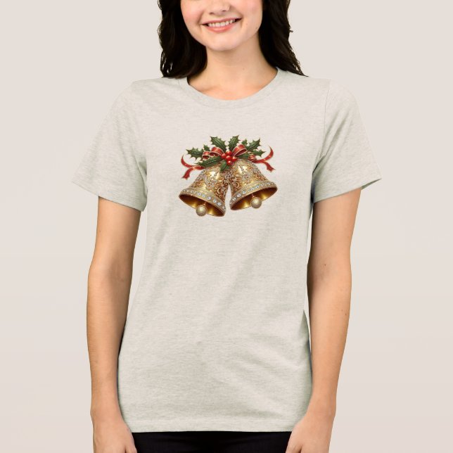 Camiseta Triblenda Camiseta femenina de festividad con Navidades de o (Anverso)