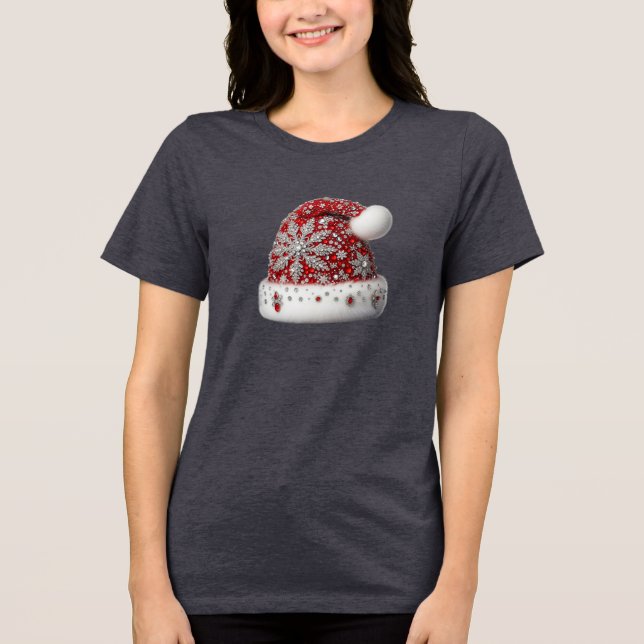 Camiseta Triblenda Camiseta femenina de festividad de Santa Hat (Anverso)