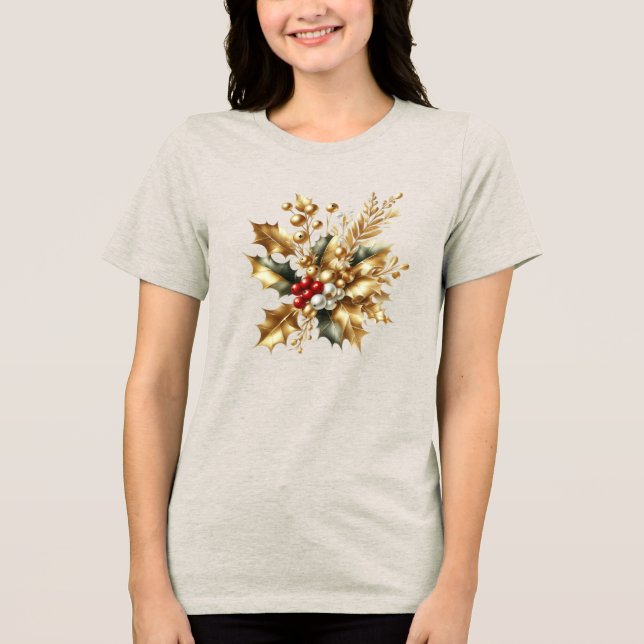 Camiseta Triblenda Camiseta femenina de festividad decorativa navidad (Anverso)