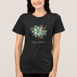 Camiseta Triblenda Camiseta femenina de festividad floral Verde azula