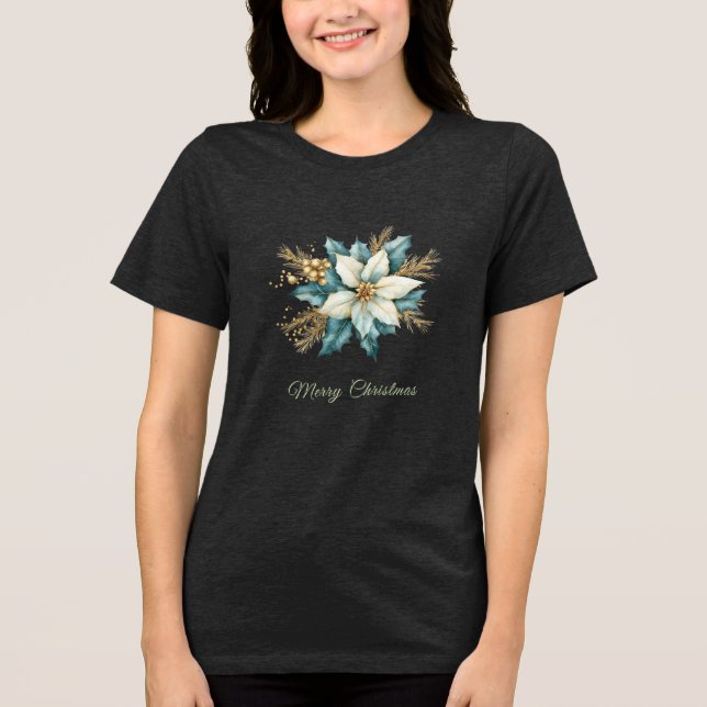 Camiseta Triblenda Camiseta femenina de festividad floral Verde azula (Anverso)