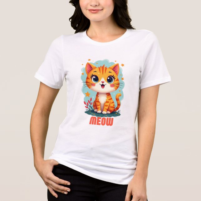 Camiseta Triblenda Camiseta femenina de Meow Bella + Canvas - Purfect (Anverso)
