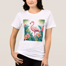 Camiseta Flamingo y Flores Tropicales