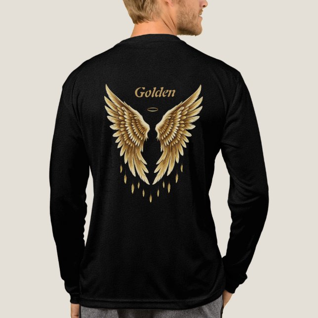 Camiseta Triblenda Camiseta Golden Wings - Elegante Angeli negro y or (Reverso )