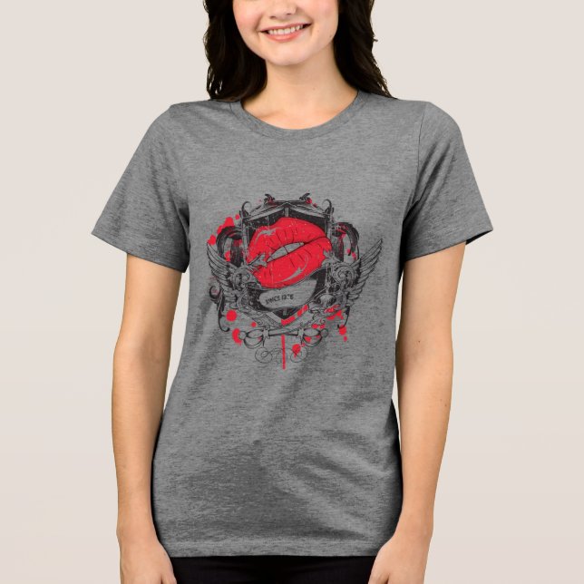 Camiseta Triblenda Camiseta gráfica de los labios rojos (Anverso)