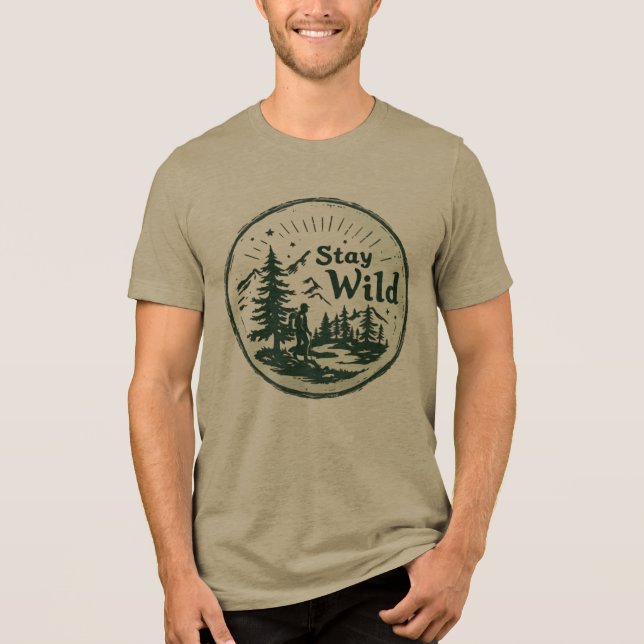 Camiseta Triblenda Camiseta gráfica de naturaleza "Stay Wild" para el (Anverso)
