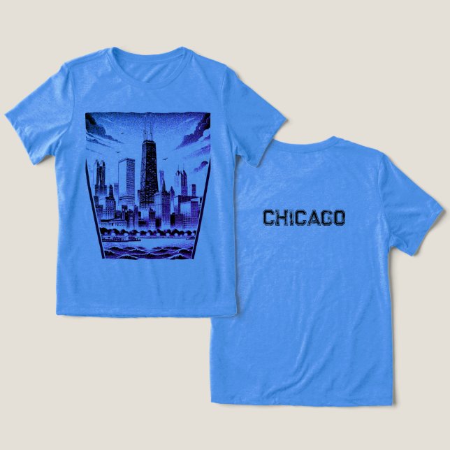 Camiseta Triblenda Camiseta gráfica negra de CHICAGO (Diseño Anverso y Reverso)