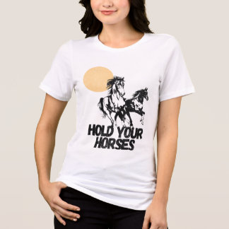 Camiseta Triblenda Camiseta gráfica occidental "Sostén tus caballos"
