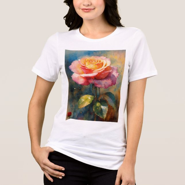 Camiseta Triblenda Camiseta gráfica Rosa en flor (Anverso)