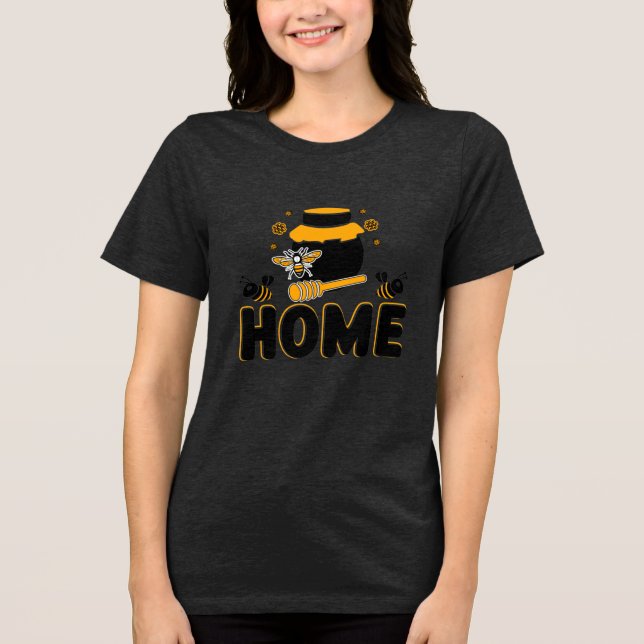 Camiseta Triblenda Camiseta "HOME" de personalizado Bee and Honey Jar (Anverso)