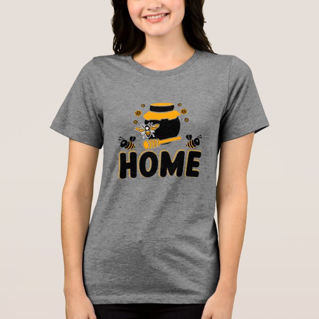 Camiseta Triblenda Camiseta "HOME" de personalizado Bee and Honey Jar (Anverso)