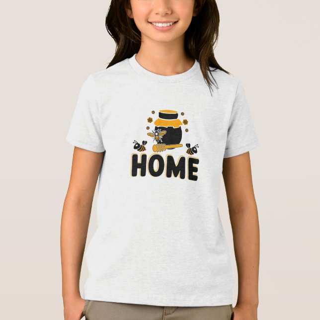 Camiseta Triblenda Camiseta "HOME" de personalizado Bee and Honey Jar (Anverso)