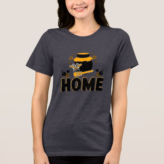 Camiseta Triblenda Camiseta "HOME" de personalizado Bee and Honey Jar (Anverso)